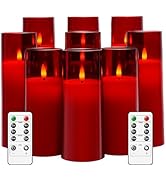 kakoya Flickering Flameless Candles Battery Operated with Remote and 2/4/6/8 H Timer Plexiglass L...