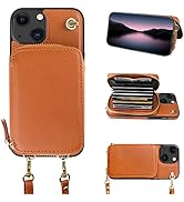 Bocasal Crossbody Wallet Case for iPhone 13, RFID Blocking Leather Purse Case with Card Holder, P...