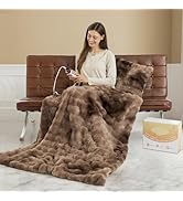 Faux Fur Heated Blanket Throw for Couch - 50