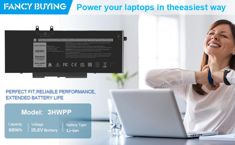 03HWPP 10X1J N2NLL 1VY7F 3YNXM 451-BCMN 3HWPP battery