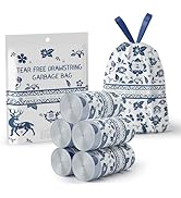VOK 4 Gallon Trash Bags Drawstring, Printed Small Garbage Bags with Secure Tie, Tear-Resistant &amp; ...