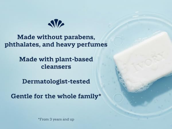 Made without parabens, phthalates, heavy perfumes, made with plant-based cleasers