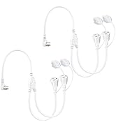 [2PACK] 2 Way Outdoor Extension Cord Splitter - White 2FT 1 to 2 Splitter Extension Cord, 125V 13...