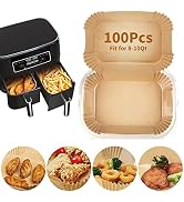 Air Fryer Disposable Paper Liner for Ninja DZ201/DZ401/DZ550, 100PCs Rectangle 8.6x 5.5'' Baking ...