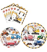 WERNNSAI Construction Birthday Supplies - 48PCS Construction Party Plates and Napkins Truck Theme...