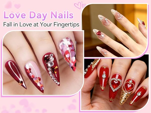 valentine's day nail charms