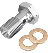 M10x1.0 Metric Banjo Bolt with Copper Banjo Bolt Washer,Stainless Steel Brake Line Adapter Fittin...