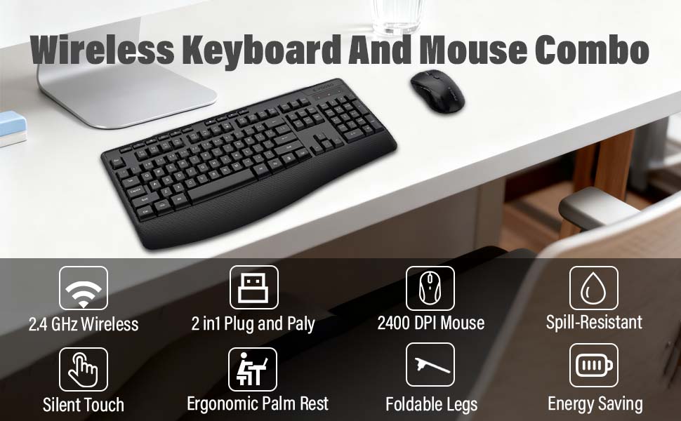 Wireless Keyboard and Mouse Combo