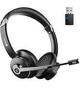Bluetooth Headset with Microphone, Upgraded Wireless Headset with Mic Noise Cancelling &amp; USB Dong...