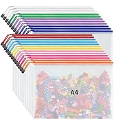 JARLINK A4 Letter Size 24 Pack 10 Colors Zipper Mesh Document Pouch, Mesh Bags for Board Games &amp; ...