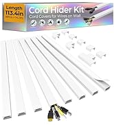 113.4in Cord Hider Kit, Cord Covers for 2-4 Wires on Wall, Self-Adhesive Cable Hider Wire Covers ...