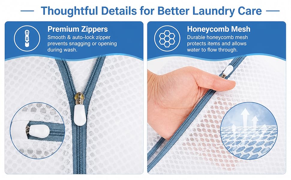 mesh laundry bags for delicates laundry bag Premium Zippers Honeycomb Mesh