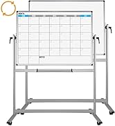 XBoard Magnetic Mobile Whiteboard, Double Sided Magnetic Dry Erase White Board on Wheels, Large H...
