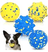 VINGVO Large Dog Balls Tennis Ball Toys 4 PCS Dogs Toys for Aggressive Chewers, 3" Teething Chew ...