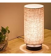 lifeholder Table Lamp, Bedside Nightstand Lamp, Simple Desk Lamp, Fabric Wooden Table Lamp for Be...