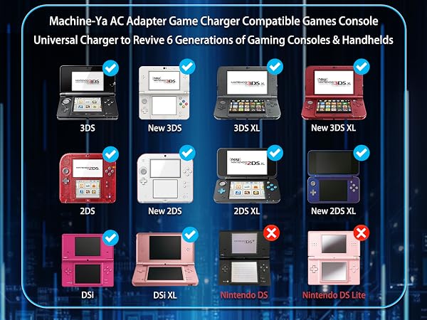 Machine-Ya AC Adapter Game Charger Compatible Games Console