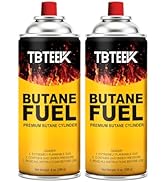 TBTeek Butane Fuel Canister, Butane Gas 8 oz, 2 Pack Premium Pure Refined Butane Gas Refill for K...
