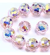 Dowarm 100PCS 8MM Crystal Glass Beads for Jewelry Making, Vintage Rose AB Faceted Crystal Beads f...