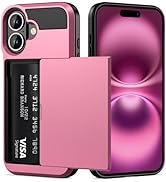 Vofolen for iPhone 16 Case with Card Holder Dual Layer Heavy Duty Shockproof Hidden Sliding Card ...