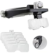 Beileshi Head Mounted Magnifier,1x-6x,8X Head Magnifying Glass with LED Light with Cold and Warm ...