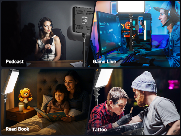 use for podcast/game live/read book/tattoo/vlog/photography/studio