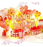 Ribbli Birthday Cards for Women Light and Musical Happy Birthday Card Rose Pink Pop Up Sister Bir...
