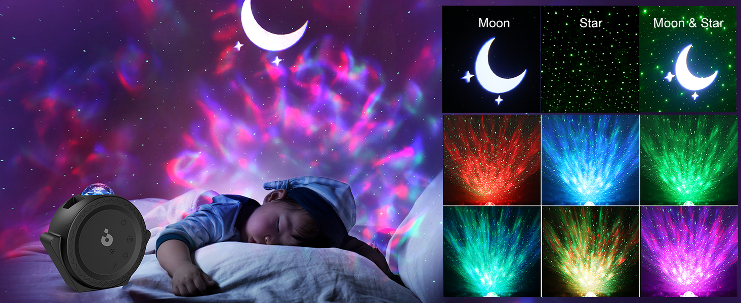 Galaxy Projector Star Night Light - 3-in-1 Moon Star Aurora Projector for Bedroom