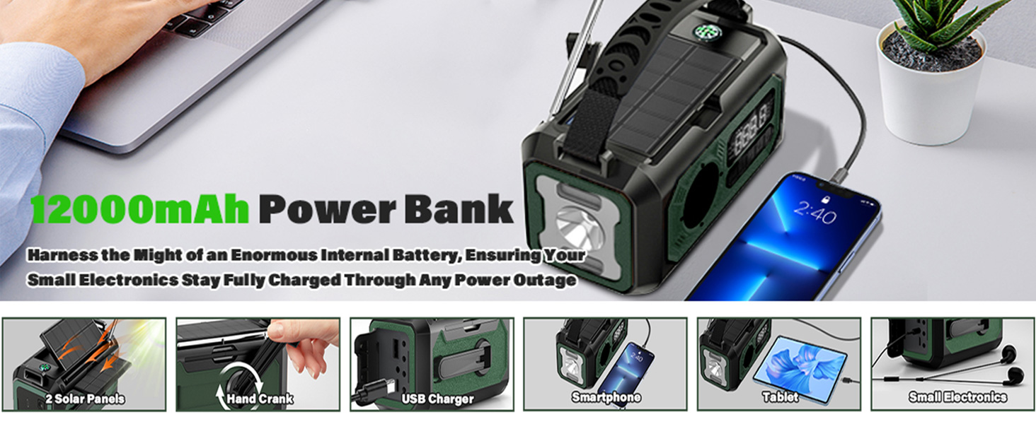12000mAh Emergency Weather Radio