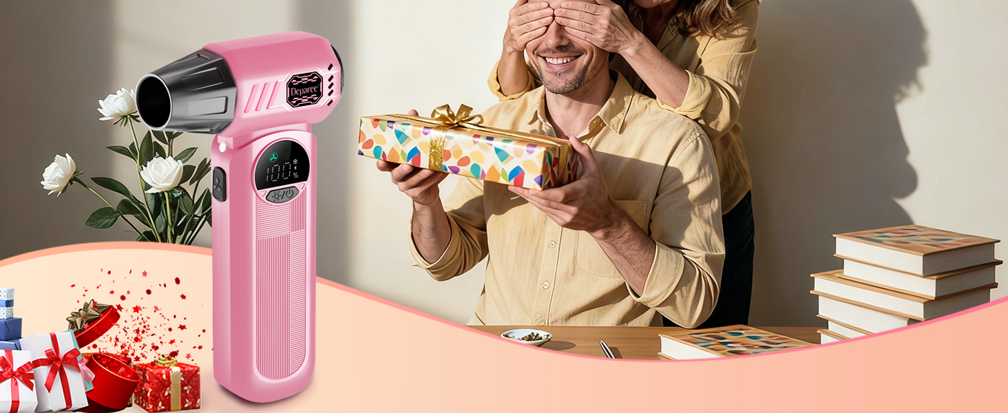 Pink air duster ideal holiday gift for family with stylish design and strong cleaning power