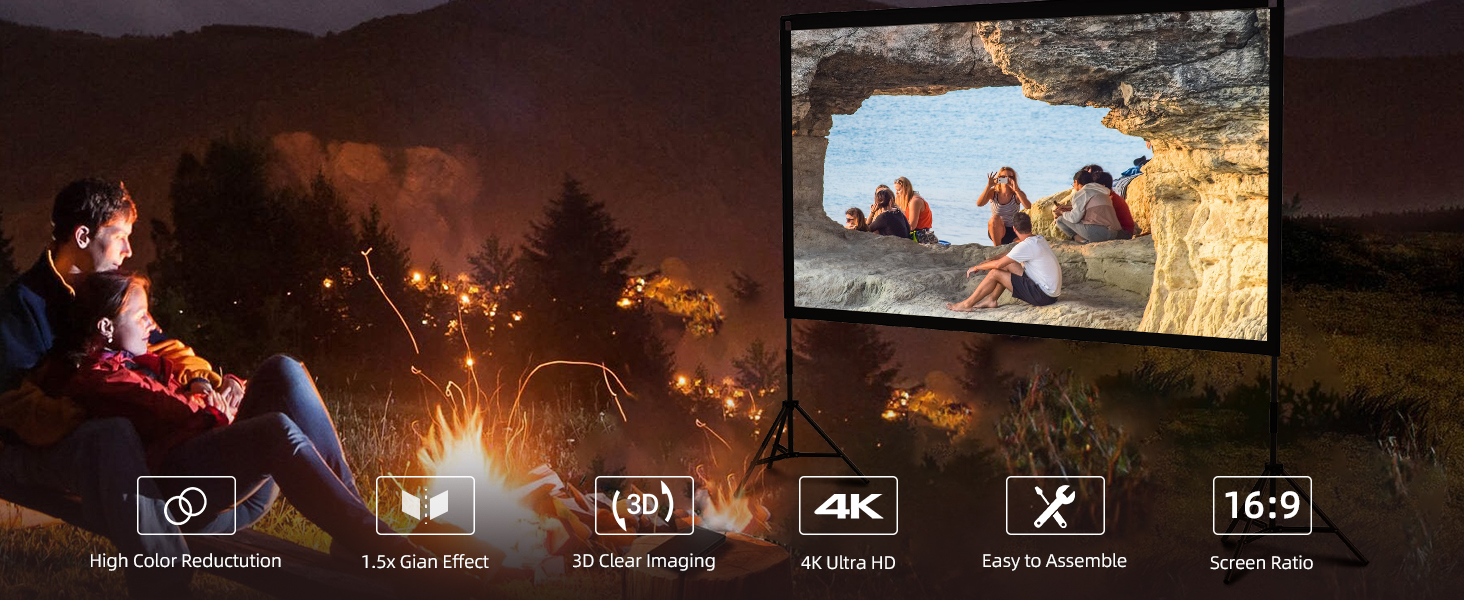 100 Inch Projector Screen Outdoor with Stand