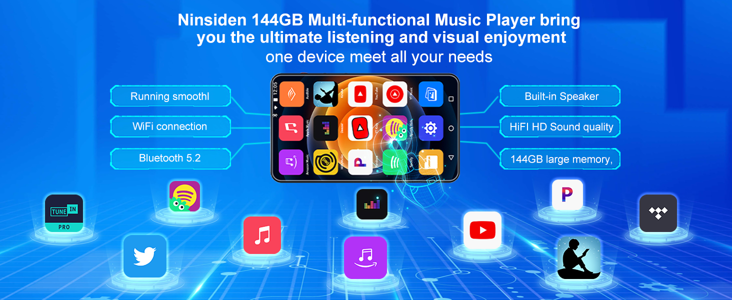 MP3 Player with Bluetooth and WiFi