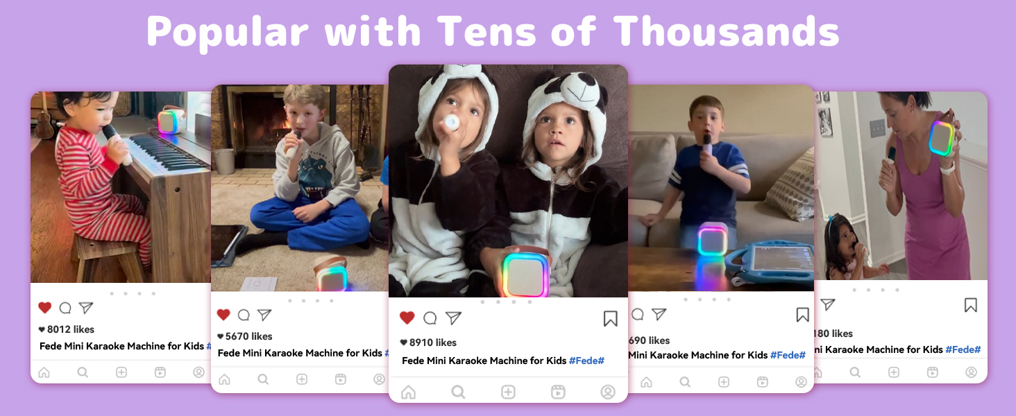 Text reads 'Popular With Tens of Thousands'. Social media-style interface showing multiple video thumbnails in a purple banner layout.