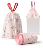4 Gallon Trash Bags Drawstring, Colorful &amp; Portable Small Trash Bags with Lily Printed, Tear-Resi...