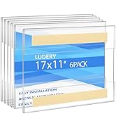 Ludery 11x17 Acrylic Sign Holder Wall Mount, Clear Acrylic Frame with Adhesive Tape, Wall Sign Do...