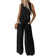 Dokotoo Pants Sets Women 2 Piece Outfits Sleeveless Round Neck Tank Tops Matching Sets for Women ...