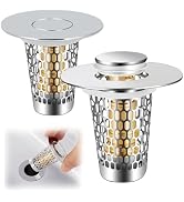Smelish 2Pack Bathroom Sink Stopper for 1-1.50in, Universal Drain Filter for US Stainless Steel F...