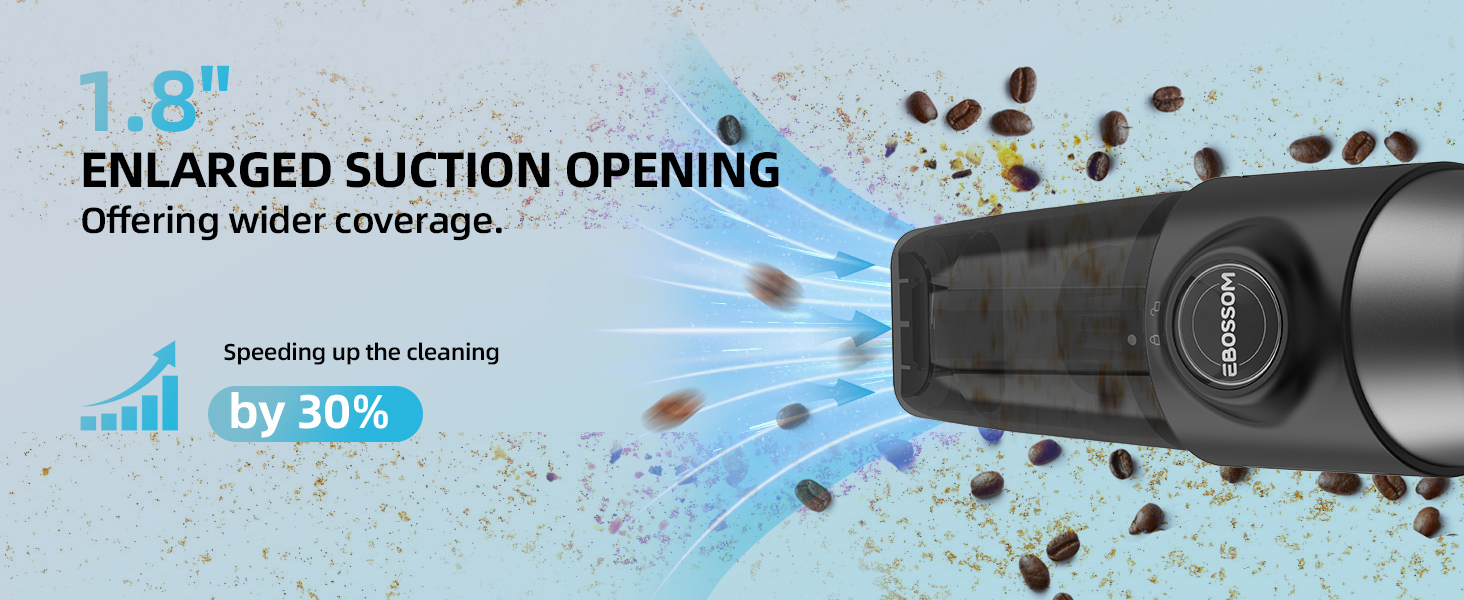 car vacuum with enlarged suction opening offers wider coverage