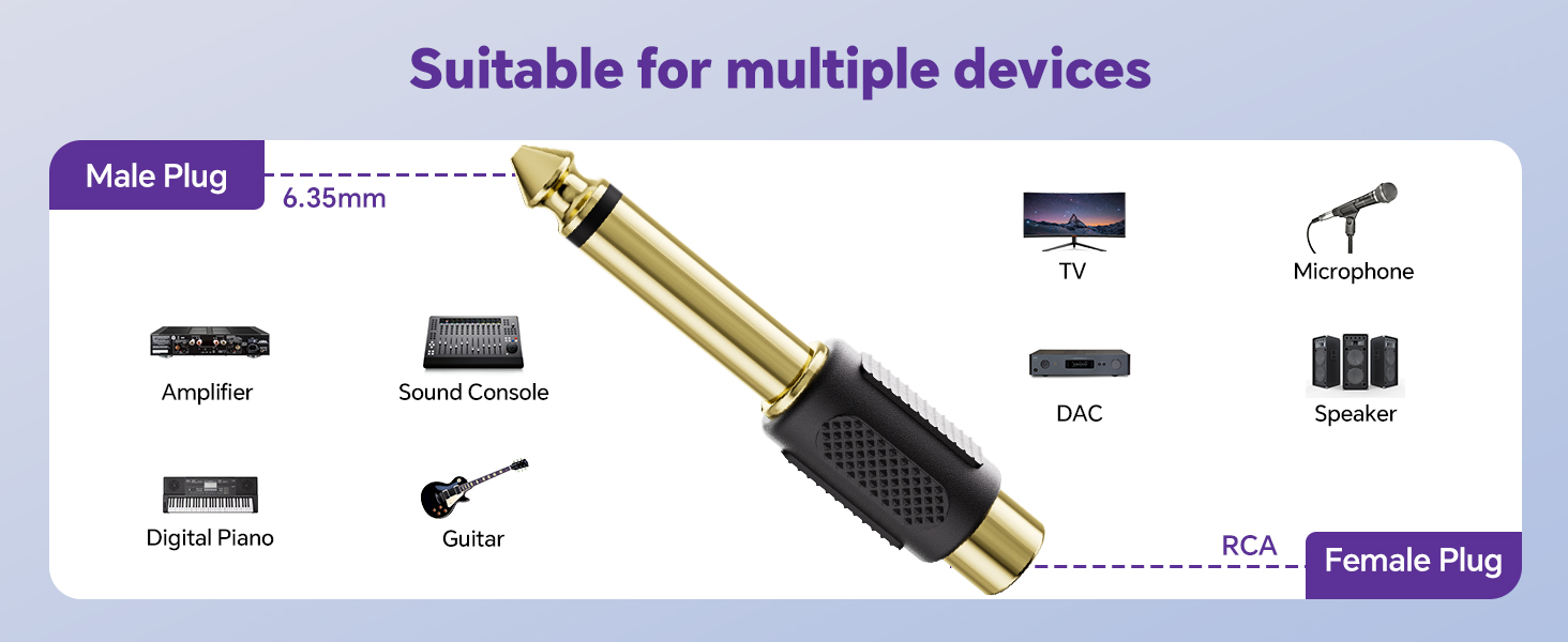 rca to 1/4 adapter-suitable for multiple devices