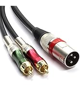 SiYear XLR Male to 2 x Phono RCA Plug Adapter Y Splitter Patch Cable, 1 XLR 3 Pin to Dual RCA Plu...