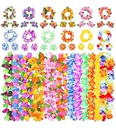Hawaiian Leis for Luau Party, 48PCS Tropical Flower Lei for Summer Beach Birthday Themed Party, H...