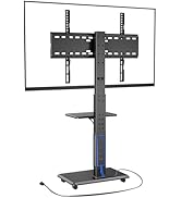Rolling TV Stand with Power Outlet, Mobile TV Cart for 32-75 Inch TVs up to 110 lbs, 18 Adjustabl...