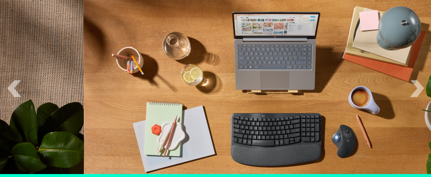 Logitech ERGO M575S Cordless Trackball Ergonomic Mouse and Wave Keys Wireless Keyboard