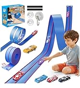 Upgrade Flexible Race Track for Kids, 15 Ft Flex Race Car Ramp Track with 4 Cars &amp; Suction Cups -...
