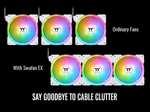 Thermaltake SWAFAN EX12 ARGB PC Cooling Fan - White - Say goodbye to cable clutter