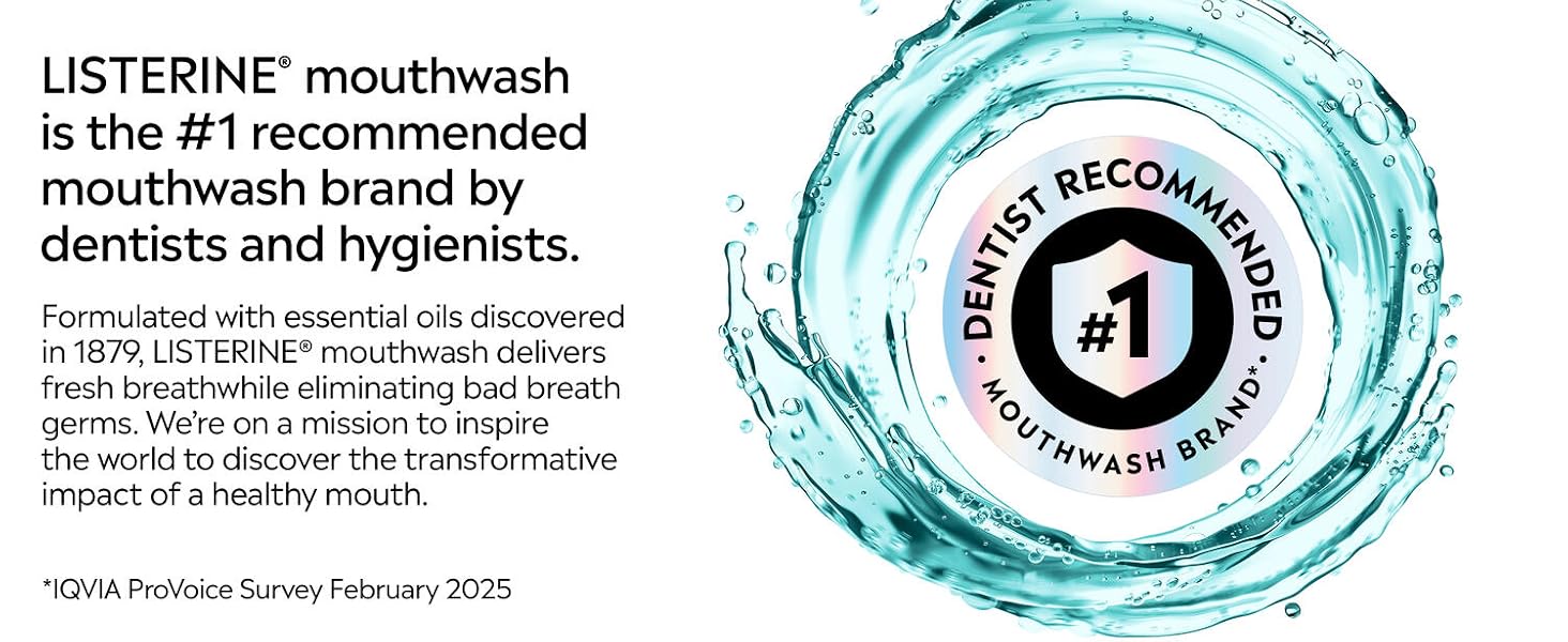 Listerine is the #1 recommended mouthwash brand by dentists and hygienists