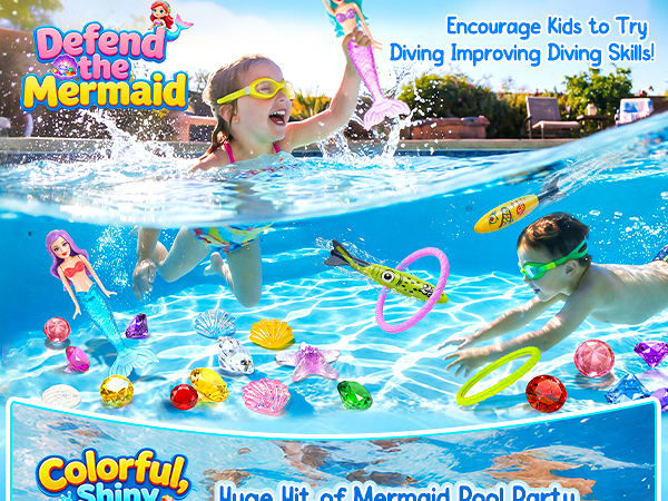 Mermaid Chest, Shark Dive,Diving Rings Summer Swimming Pool Party Sinking Toy