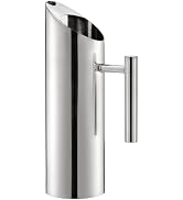 Hiceeden Stainless Steel Water Pitcher, 53oz/1.5L Modern Metal Pitcher with Ice Guard, Silver Car...