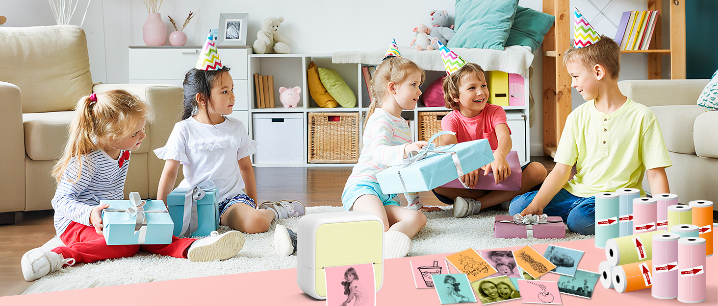 Mini Thermal Printer Sticker Paper, 12 Rolls Colored Thermal Sticker Paper