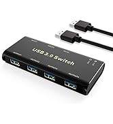 USB 3.0 Switch Selector,ABLEWE KVM Switcher Adapter 4 Port USB Peripheral Switcher Box Hub for Mo...