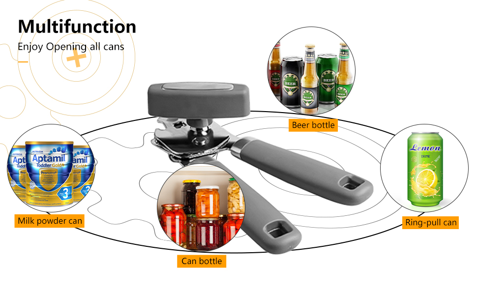 OUTWAY Can Opener, Professional 3-In-1 Multifunctional Manual Can Openers Bottle Opener